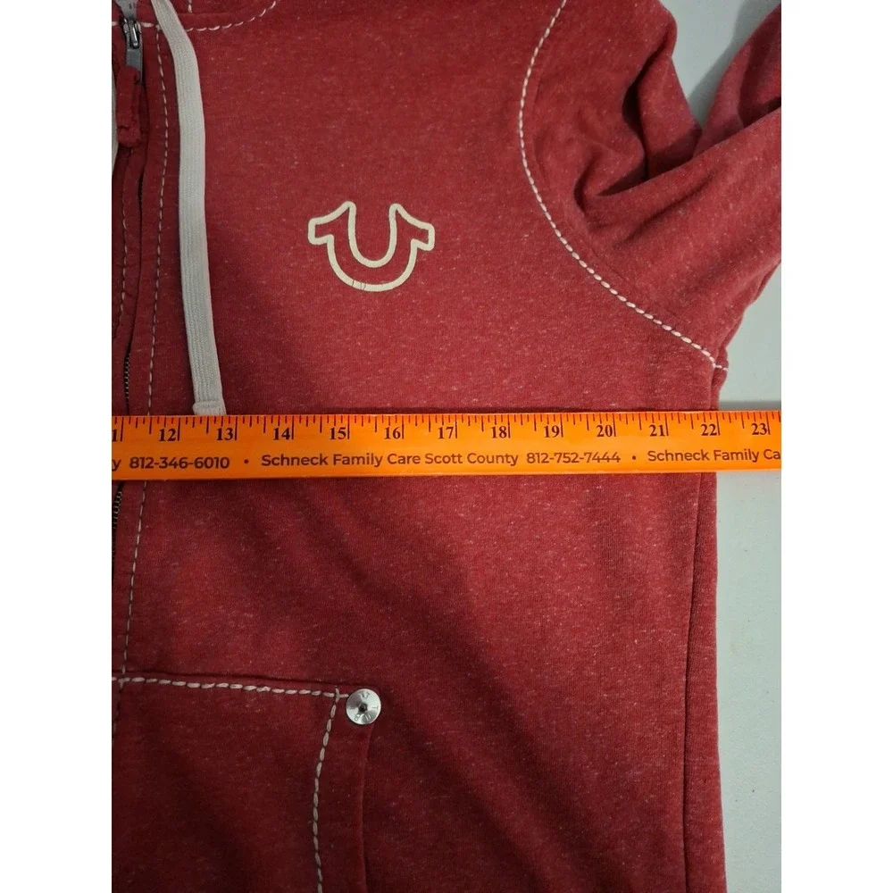 True Religion Big T Red Zip Up Hoodie Men's XL